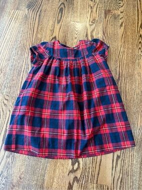 BUSY BEES Red and Navy Plaid Matilda Party Dress size 3 holiday